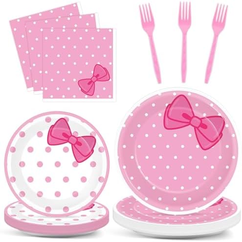 96 Pcs Pink Cat Party Supplies Set for 24 Guests