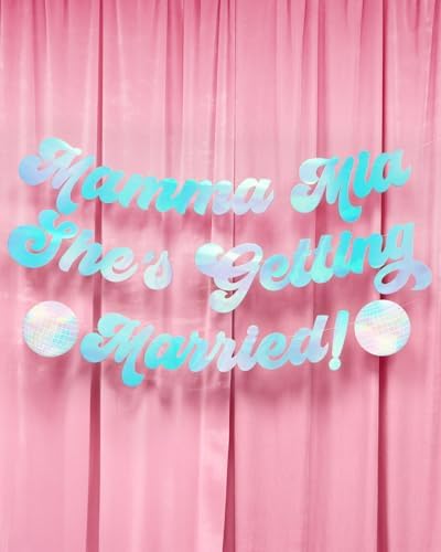 Xo Fetti Mamma Mia Shes Getting Married Banner Blue Iridescent Foil 5 Ft