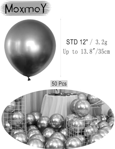 50pcs 12 Inch Metallic Silver Balloons for Party Decorations