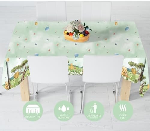 3pcs Bear Baby Shower Tablecloths 54x108 Inches Green