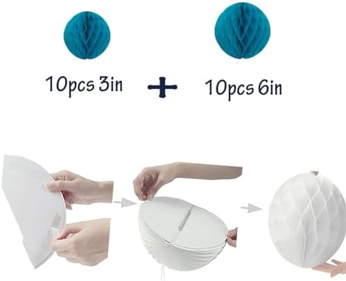 20pcs Teal Honeycomb Flower Balls for Party Decorations