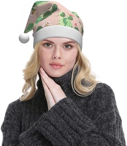 QinZheng Cactus Print Santa Hat for Women