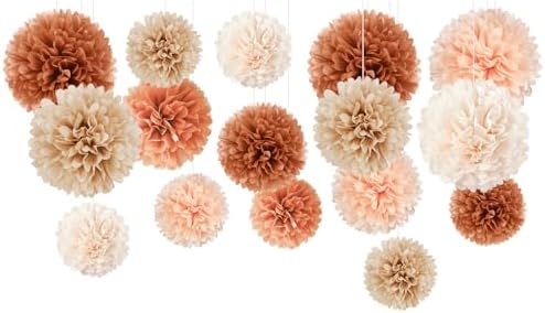 AOBKIAT Tissue Paper Pom Poms 16 PCS Fall Wedding Decorations