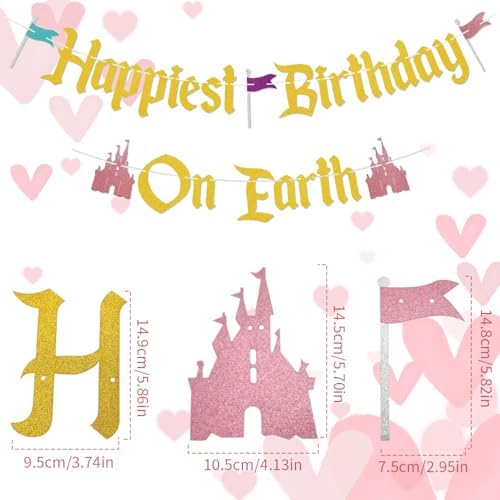 Happiest Birthday On Earth Banner Castle Theme Hanging Decoration