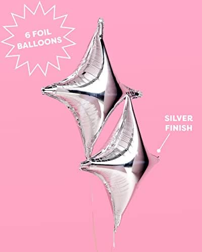 XO Fetti Silver Sparkle Foil Balloons 6pc Party Decor