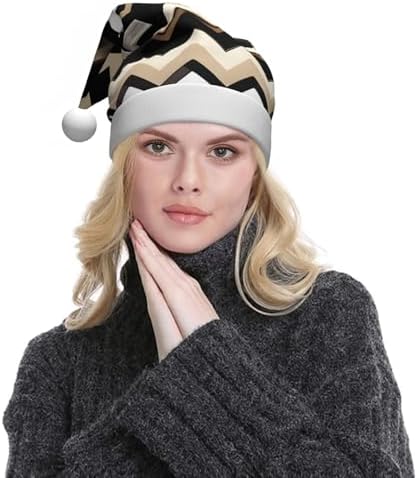 QINZHENG Zigzag Print Santa Hat for Women