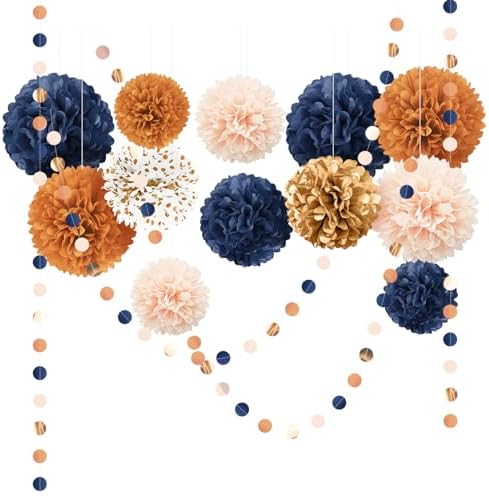 AOBKIAT Boho Wedding Party Decor Tissue Pom Poms Garland