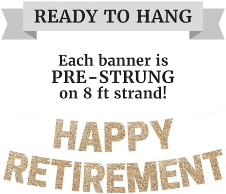 Pre-Strung Happy Retirement Banner with Gold Glitter