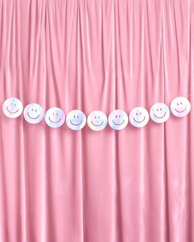 XO Fetti Smiley Banner - Iridescent 5 Ft