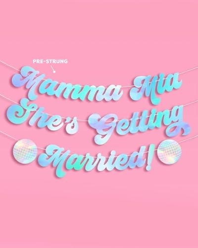 Xo Fetti Mamma Mia Shes Getting Married Banner Blue Iridescent Foil 5 Ft