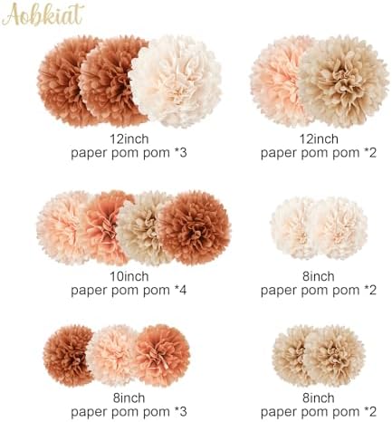 AOBKIAT Tissue Paper Pom Poms 16 PCS Fall Wedding Decorations