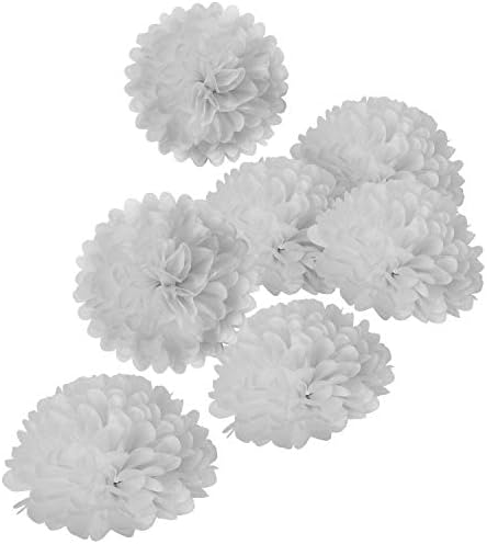 MISU 10 Inch White Tissue Pom Poms DIY Set of 18