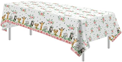 Safari Tablecloth for Girls - 4 Pack Jungle Party Decor