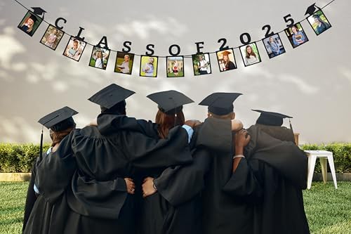 Class of 2025 Graduation Photo Banner with Pre-Strung Ribbons
