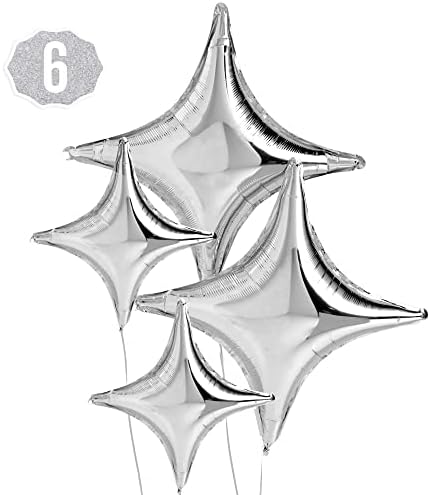 XO Fetti Silver Sparkle Foil Balloons 6pc Party Decor