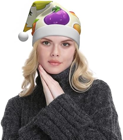 Personalized Santa Hat with Cartoon Vegetable Fruits Print