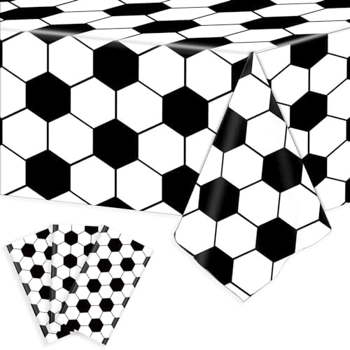 Kesfey Soccer Party Tablecloths 3 Pack 54x108 Inches
