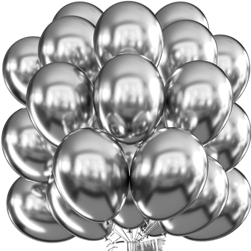 50pcs 12 Inch Metallic Silver Balloons for Party Decorations