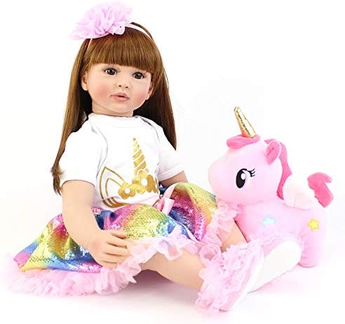 24 Inch Reborn Baby Doll with Long Hair for Playtime
