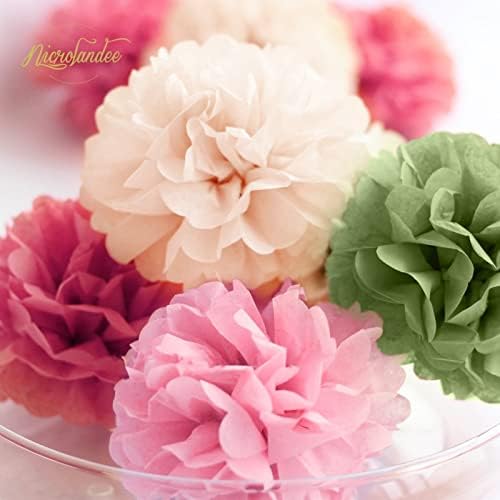 NICROLANDEE 15Pcs Pastel Tissue Pom Poms Decorations