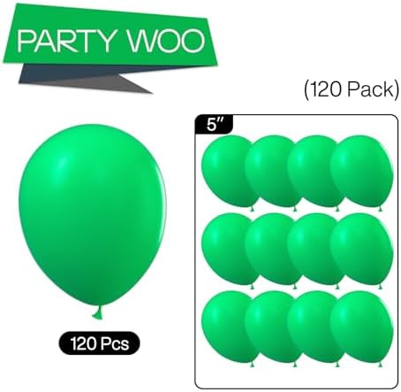 PartyWoo 120 pcs 5 inch Matte Kelly Green Latex Balloons