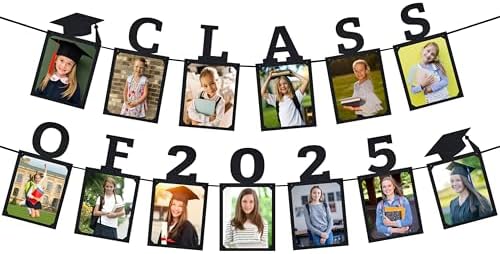 Class of 2025 Graduation Photo Banner with Pre-Strung Ribbons