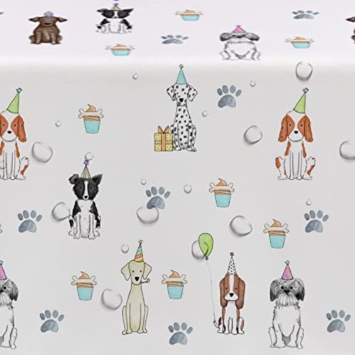 Xigejob Puppy Dog Birthday Tablecloth Set - 4 Pack 54x108 Inches