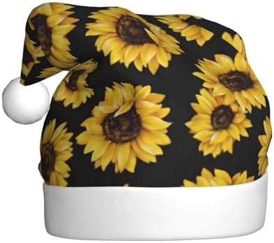QINZHENG Golden Sunflowers Santa Hat for Women