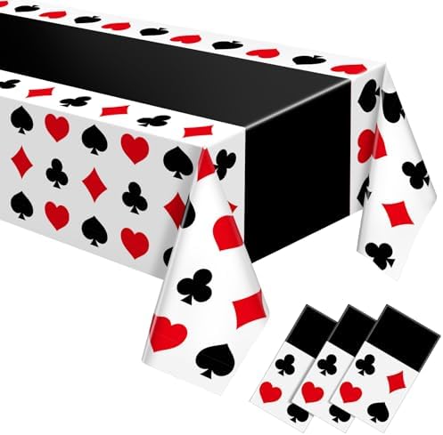 Hosuly 3 Pcs Casino Tablecloths Poker Theme Black 51x108 Inch