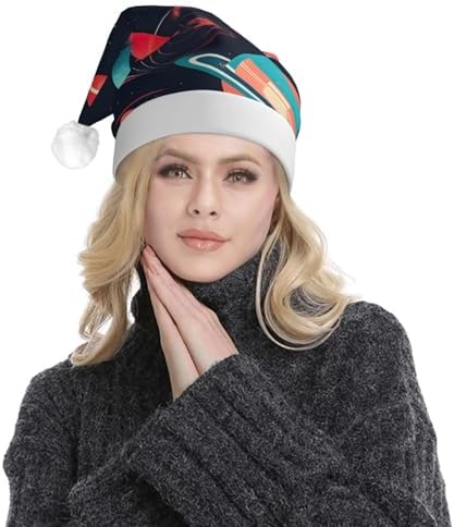 QINZHENG LED Christmas Hat with Space Planets Print for Adults