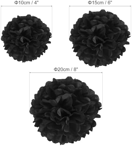 PATIKIL 468 Black Tissue Pom Poms for Decorations