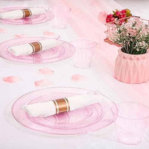 DaYammi 350PCS Rose Gold Glitter Dinnerware Set