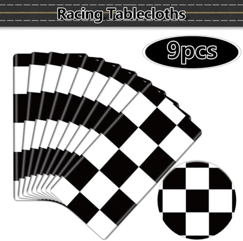 9 Pcs Racing Car Tablecloths for Round Table Party