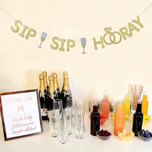 Sip Sip Hooray Banner - Gold Glitter Party Decor