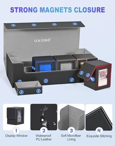 UAONO 5 in 1 Card Deck Case with Storage Boxes
