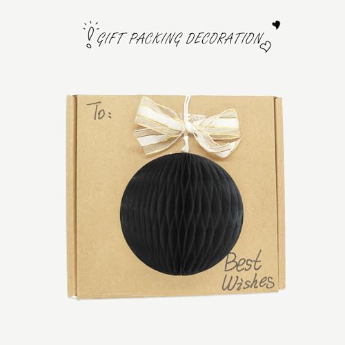 8 Piece 3 Inch Honeycomb Party Decor Balls Set Black