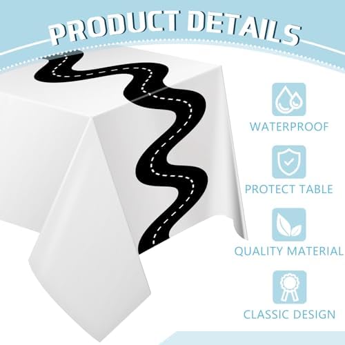 Irenare 6 Pcs Racing Car Table Covers 54x108 Inch