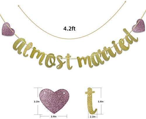 Almost Married Gold Glitter Banner for Wedding Engagement Decor