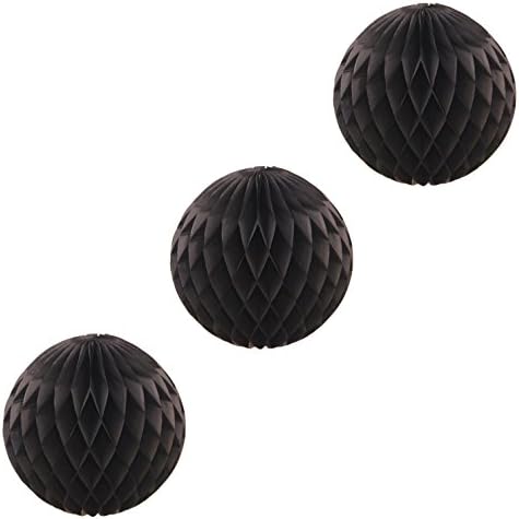 3-Pack Large 14 Inch Honeycomb Tissue Paper Decorations Black