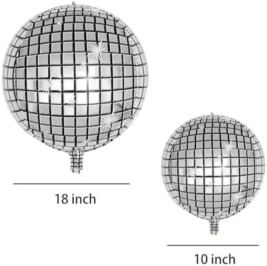 10 Pcs Silver Disco Balloons 4D Design Party Decor