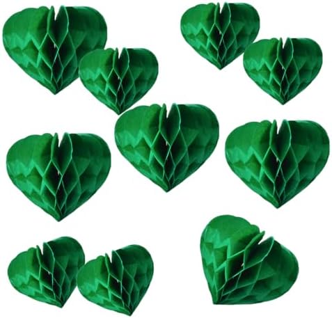 Heart Shaped Honeycomb Balls Party Decor 10pcs Dark Green