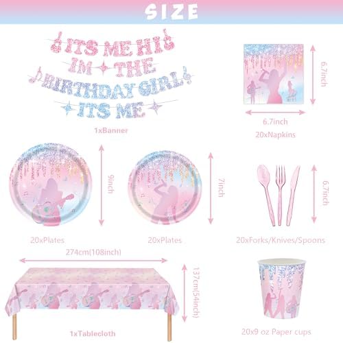 142Pcs Birthday Girl Music Singer Party Supplies Set