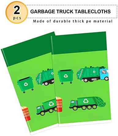 PHOGARY 2 Pack Garbage Truck Tablecloths for Birthday Party Supplies