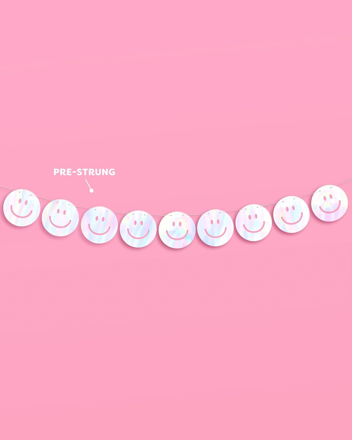 XO Fetti Smiley Banner - Iridescent 5 Ft