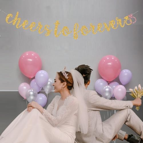 Cheers To Forever Gold Glitter Banner Pre-Strung