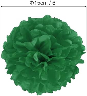 PATIKIL 6 Inch Dark Green Tissue Pom Poms Flowers 20 Pack