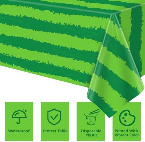 4 Pack Watermelon Rind Tablecloths Green Melon Party Decor