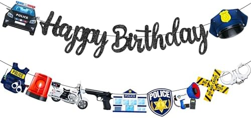 Police Birthday Banners 2Pcs Cops Party Decorations
