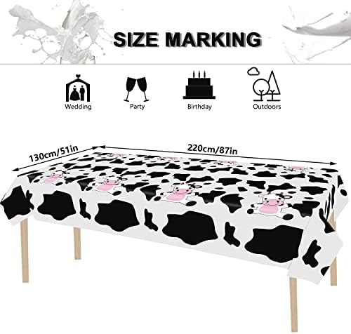 8 Pcs Cow Print Plastic Tablecloths Black White Farm Theme