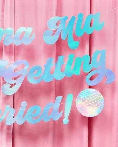 Xo Fetti Mamma Mia Shes Getting Married Banner Blue Iridescent Foil 5 Ft